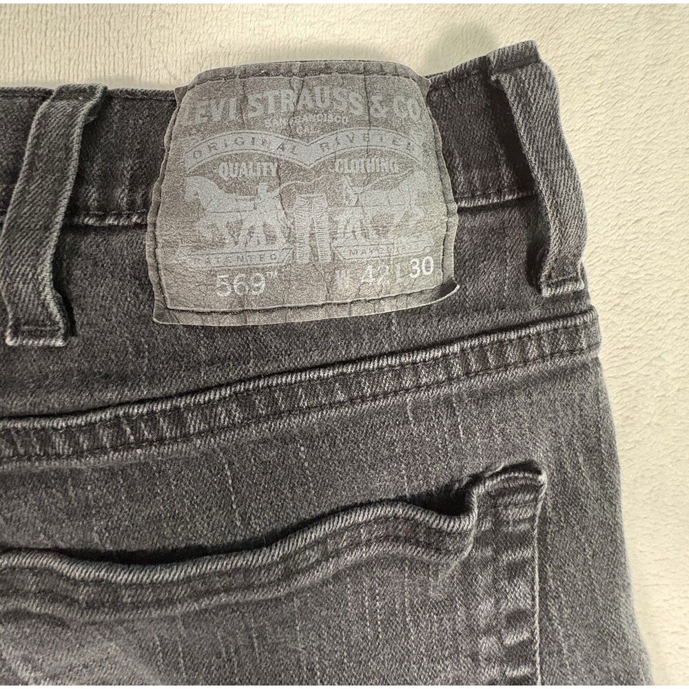 Levi’s 569 Loose Straight Jeans Men’s 40x30 Black Stretch Denim Classic 5 Pocket